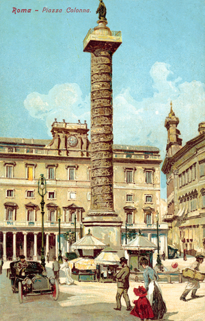 Rome, Piazza Colonna (colour litho)