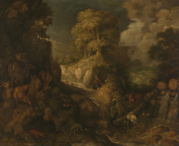 Elijah fed by the ravens, 1634 (oil on copper)