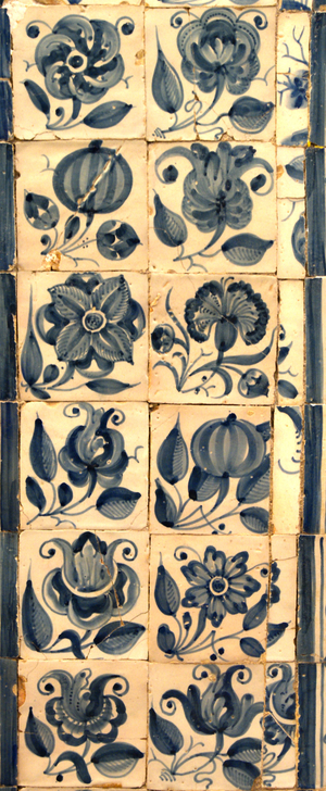 Panel depicting various species of flowers, Tarouca, Portugal  (ceramic tiles)