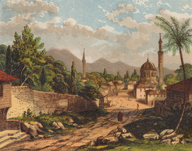Landscape in the Holy Land (colour litho)