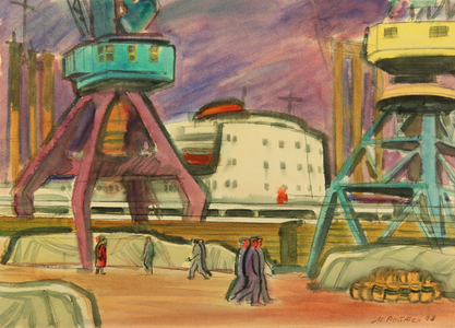 Ankhangelsk Harbour, 1979 (w/c on paper)