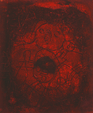 Composition in Red, c.1963 (oil and sand on burlap)