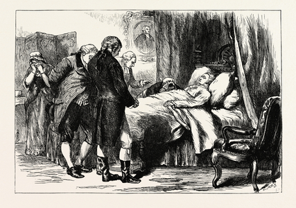 George Washington on His Deathbed,USA, 1870s Engraving