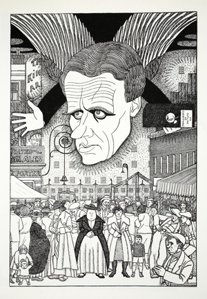 Mr C P Trevelyan when Minister of Education, illustration from Eighty Eight Cartoons by Powys Evans, pub. Cayme Press, 1926 (litho)
