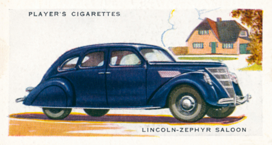 Motor Cars, c 1935: Lincoln-Zephyr Saloon (colour litho)