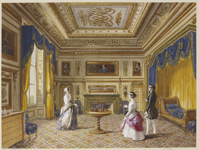 Royal visit to Louis-Philippe: bedroom of Madame Adélaide at the Château d'Eu, dated 1844 (w/c on paper)