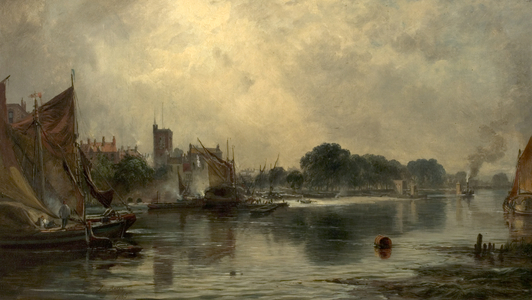 The Thames at Chiswick, London, 1865 (oil on canvas)