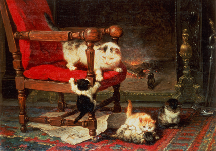 Playing with the Warmth of the Fire (oil on canvas)