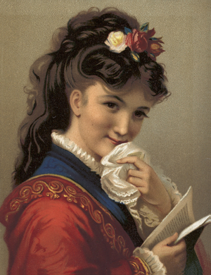 Girl laughing (chromolitho)
