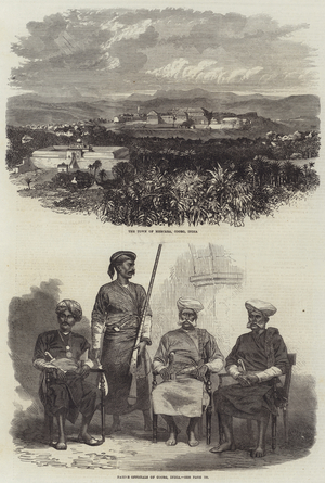 Sketches in Coorg, India (engraving)