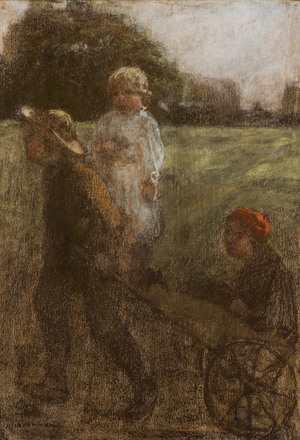 Children with Barrow (pastel)