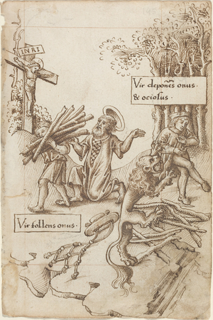 Help Him Who Takes up His Burden, Not Him Who Lays It down [fol. 31 recto], c.1512-1515 (pen and brown ink on laid paper)