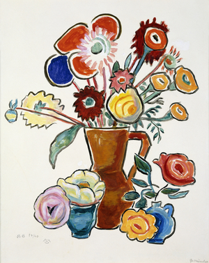 Dahlias and Roses; Dalien und Rosen, 1910 (gouache, watercolour and pencil on paper)