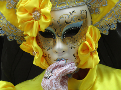 Costumed attendees at the Venice Carnival, 2016