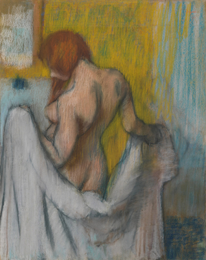 Woman with a Towel, 1894 or 1898 (pastel on cream-colored wove paper with red and blue fibres) 