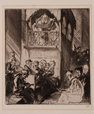 Sermon in the Synagogue, 1931 (drypoint etching on paper)