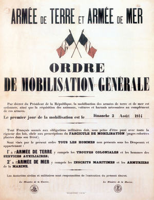 General mobilization order in France August 02, 1914 (print)