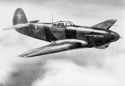 Russian fighter plane Yak-9 (b/w photo)