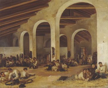 A Barracks in Modena, 1859 (oil on canvas)