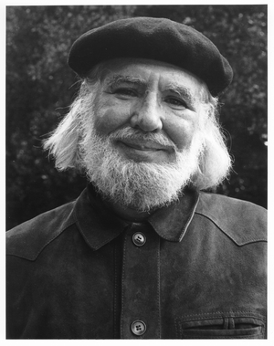 Ernesto Cardenal, Berkeley, California, 1983 (b/w photo)