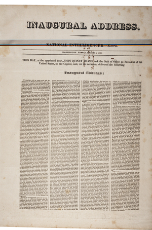 Inaugural address of John Quincy Adams, 4th March 1825 (litho) (see also GLC 696060)