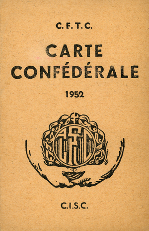 Map of the French Syndicate CFTC French Confederation of Christian workers from 1952 Cree union in 1919