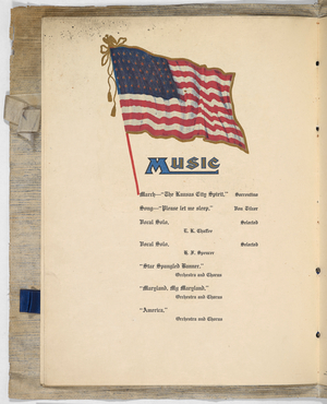 Page showing the music played at the 107th Anniversary of the commercial independence of the United States - Eighth banquet of the commercial club of Kansas city, Ma. Midland Hotel, November 19th, 1902.