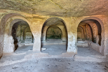 palagianello, taranto, puglia, italy, rock church of san girolamo, interior