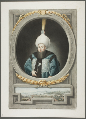 Selim Kahn III, from Portraits of the Emperors of Turkey, 1815 (mezzotint, hand-coloured with brush and w/c)