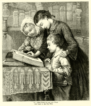He wishes them to read his Word, and learn to do his Will (engraving)