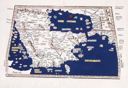 Map of Arabia, the Persian Gulf and the Indian Sea, 1541 (hand-coloured woodcut)