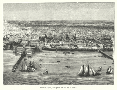 View of Buenos Aires, Argentina, from the River Plate (engraving)