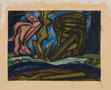 Untitled ('The Rock Driller'), c. 1913 (traces of graphite, black ink (with added oil?) and bodycolour on wove paper)