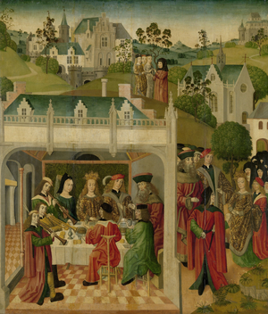Wedding Feast of Saint Elizabeth of Hungary and Louis of Thuringia , 1490 (oil on panel)