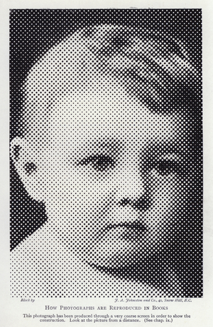 How photographs are reproduced in books: portrait of a young boy (b/w photo)