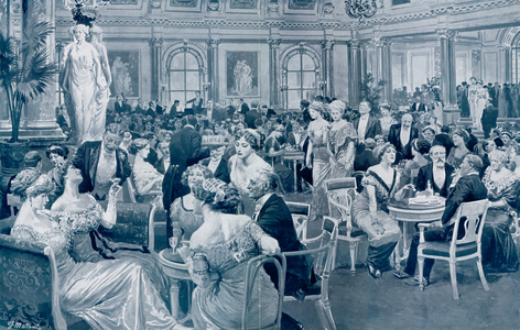Savoy Hotel, Sunday evening, March 1911 (litho)
