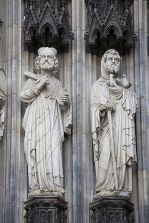 Elijah and Joachim, Portal of Mary, West Facade, Cologne Cathedral, Germany, 2010 (photo)