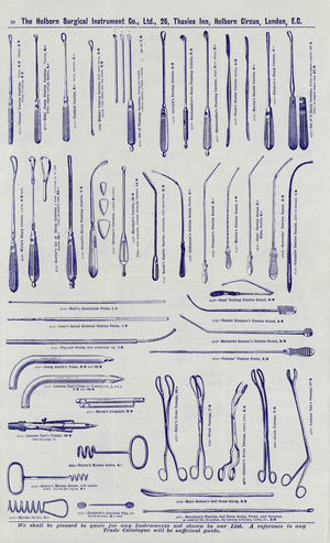 Page from Surgical instrument catalogue, c.1900 (litho)
