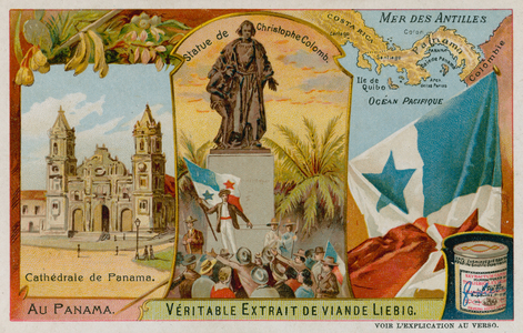 Statue of Christopher Columbus, Antilles and Panama Cathedral (chromolitho)