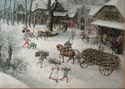 Winter (February), detail (oil on canvas)