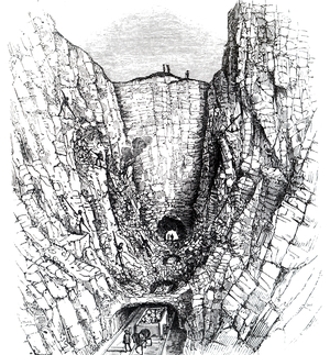 The excavation of chalk at the Rose Hill Cutting.