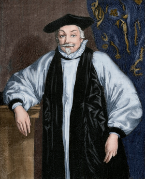 William Laud (1573-1645). Engraving. Colored.