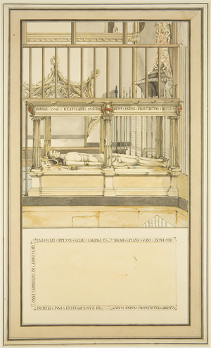 Tomb of Bishop Paul Bush, in Bristol Cathedral, c.1799 (w/c on paper)