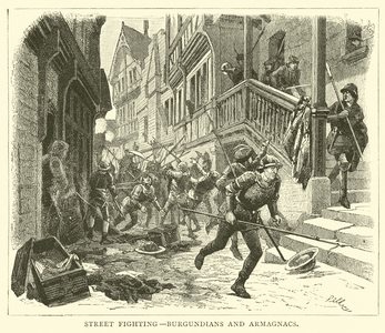 Street fighting, Burgundians and Armagnacs (engraving)