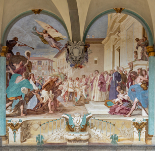Cosimo II receives the winners of the Bona's feat, 1636-47 (fresco)