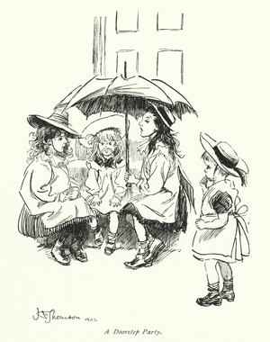 London: A Doorstep Party (colour litho)