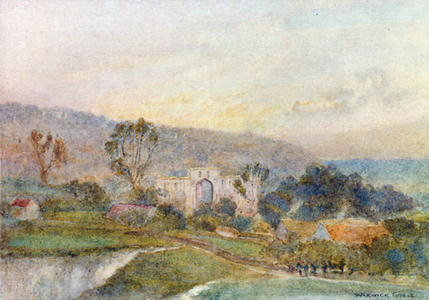 Rievaulx Abbey: Early Morning (colour litho)
