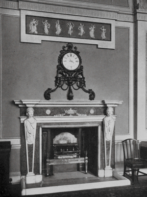 Bank of England: Court Room Suite, Court Room, the Central Fireplace, Architect Taylor (b/w photo)