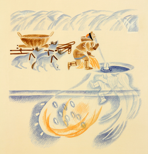 Illustration from 'A Friendly Family's Tales', Dolgan folk tales (gouache on paper)