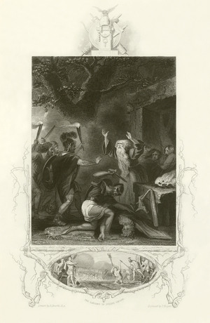 The massacre of the Druids (engraving)